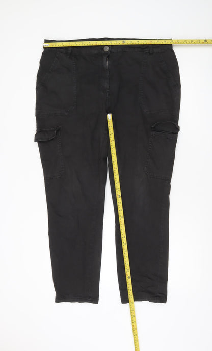 George Women's Black Cargo Trousers Size 20 Cotton Stretch