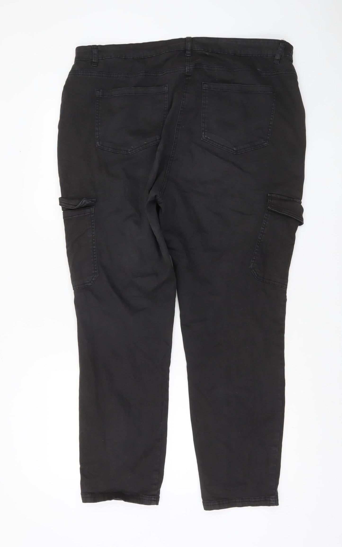 George Women's Black Cargo Trousers Size 20 Cotton Stretch