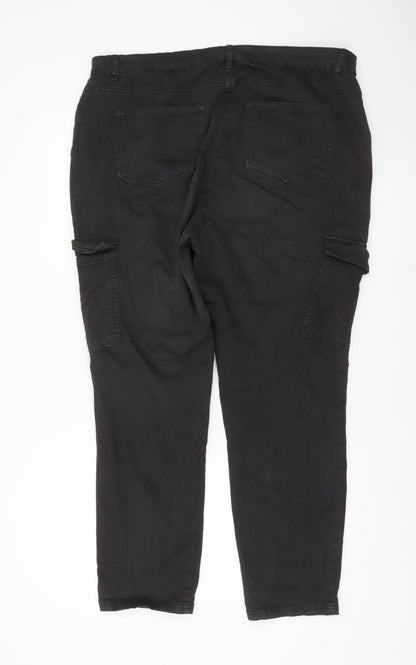 George Women's Black Cargo Trousers Size 20 Cotton Stretch