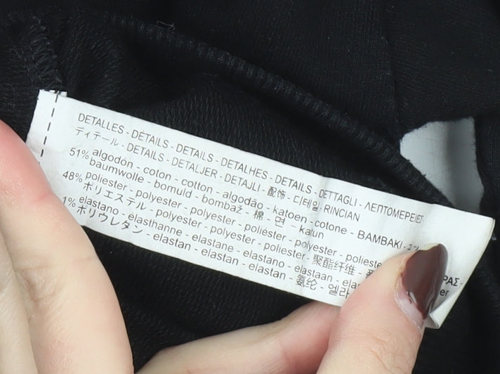 Bershka Women Black Pink Panther Graphic Pullover Sweatshirt Size 12 M-L