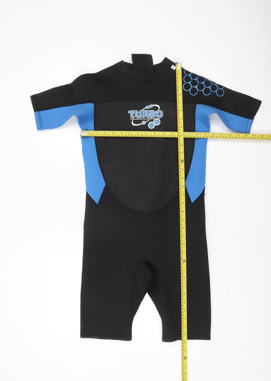 TWF Boys Black Blue Short Sleeve Wetsuit 15 Years Surfing Swimwear