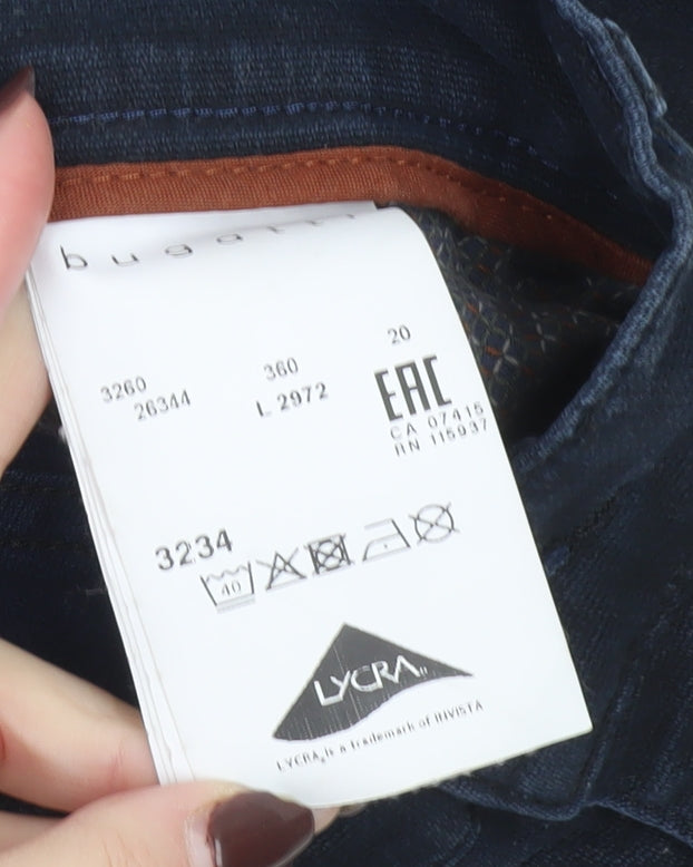 Bugatti Men's Blue Chino Trousers Size 20 Regular Fit Stretch Cotton