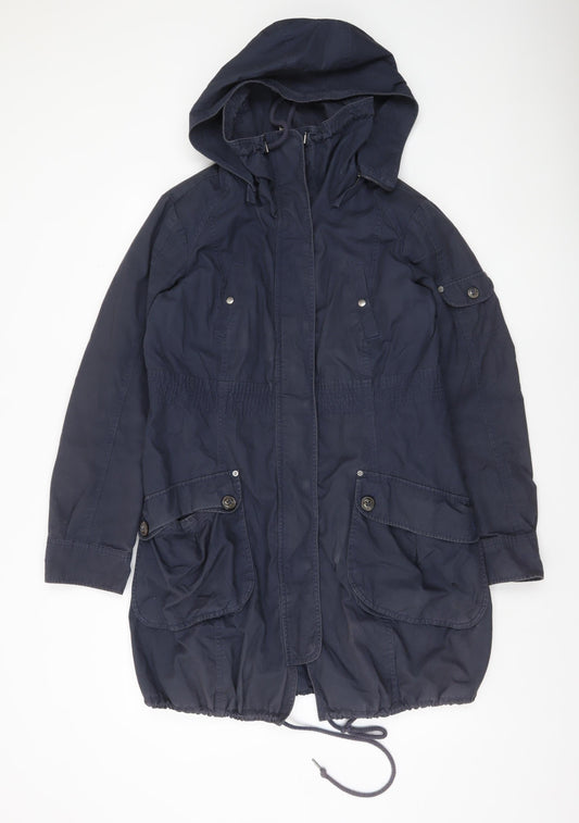 Esprit Women’s Blue Hooded Cotton Parka Coat Size 16