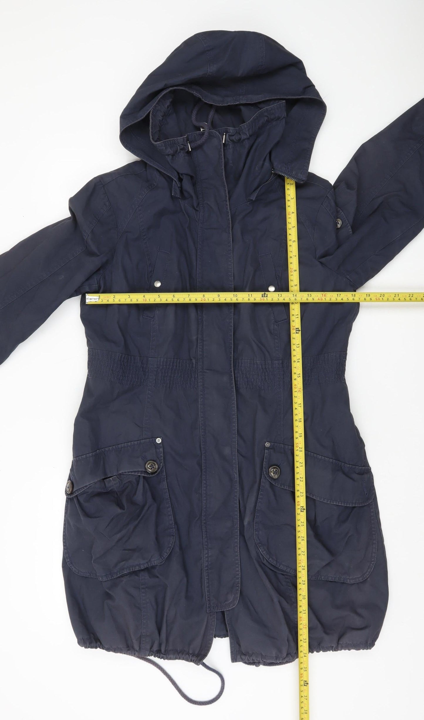 Esprit Women’s Blue Hooded Cotton Parka Coat Size 16