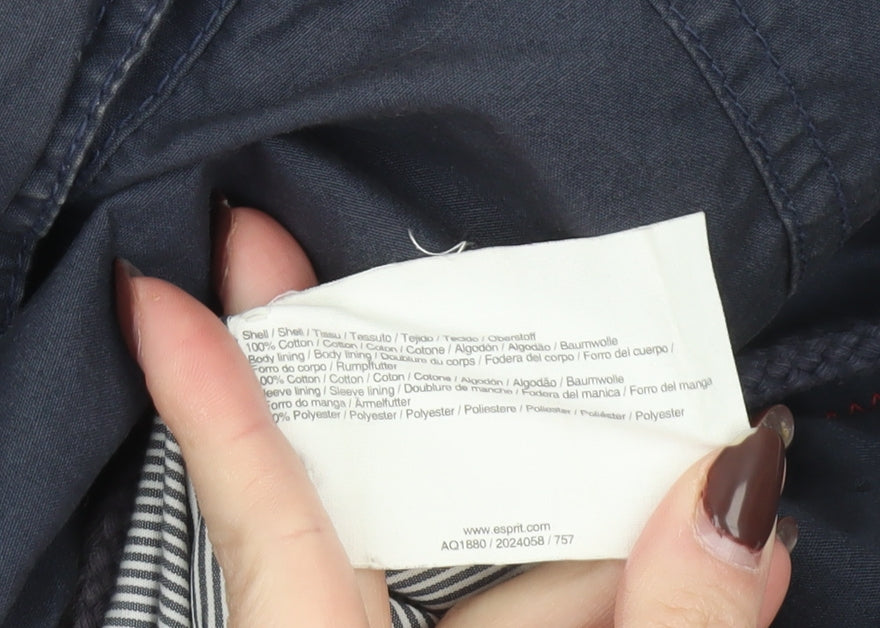 Esprit Women’s Blue Hooded Cotton Parka Coat Size 16