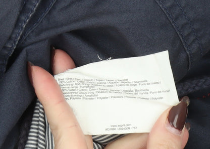 Esprit Women’s Blue Hooded Cotton Parka Coat Size 16