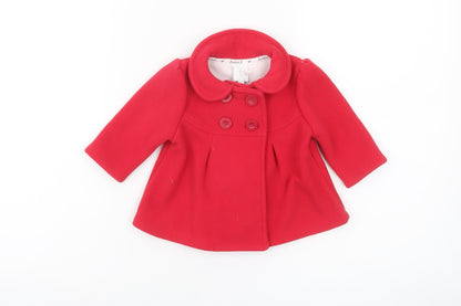Jasper Conran Junior Girls Red Double-Breasted Coat 3-6 Months Polyester Winter