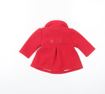 Jasper Conran Junior Girls Red Double-Breasted Coat 3-6 Months Polyester Winter