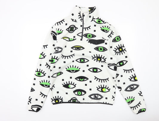Mens UK Size S Neon Riot White 1/2 Zip Sweatshirt