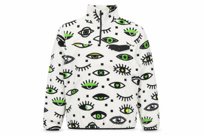 Mens UK Size S Neon Riot White 1/2 Zip Sweatshirt