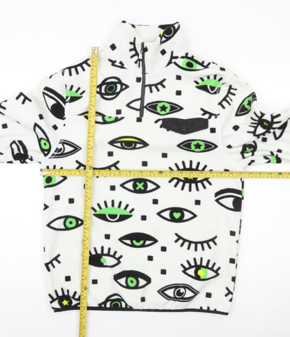 Mens UK Size S Neon Riot White 1/2 Zip Sweatshirt