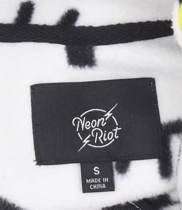 Mens UK Size S Neon Riot White 1/2 Zip Sweatshirt
