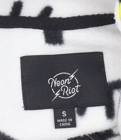 Mens UK Size S Neon Riot White 1/2 Zip Sweatshirt