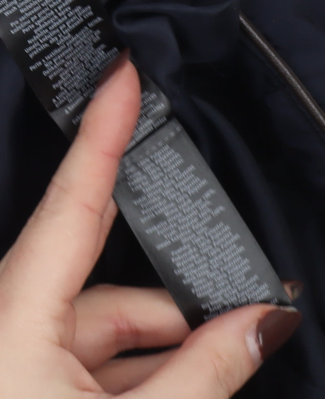 F&F Women's Blue Short Puffer Jacket Size 10 with Faux Fur Collar