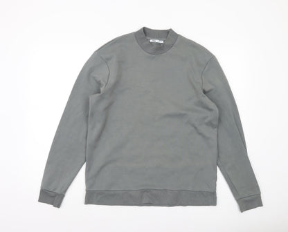 Zara Men's Grey Cotton Blend Crew Neck Sweatshirt Size M