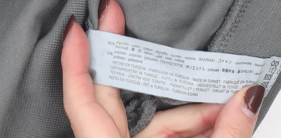 Zara Men's Grey Cotton Blend Crew Neck Sweatshirt Size M