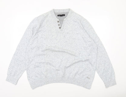 CODE Mens Grey 2XL Henley Knit Jumper Long Sleeve Casual