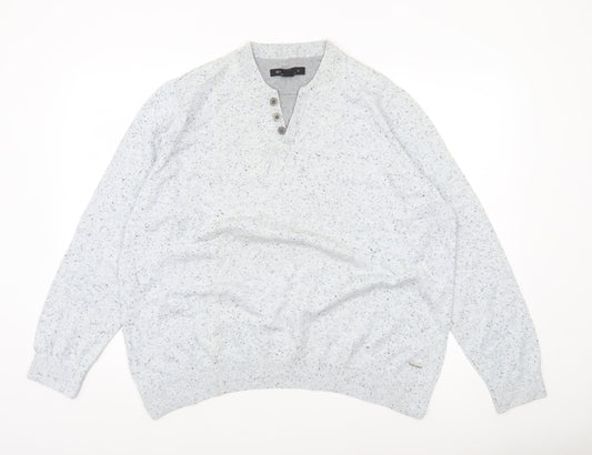 CODE Mens Grey 2XL Henley Knit Jumper Long Sleeve Casual