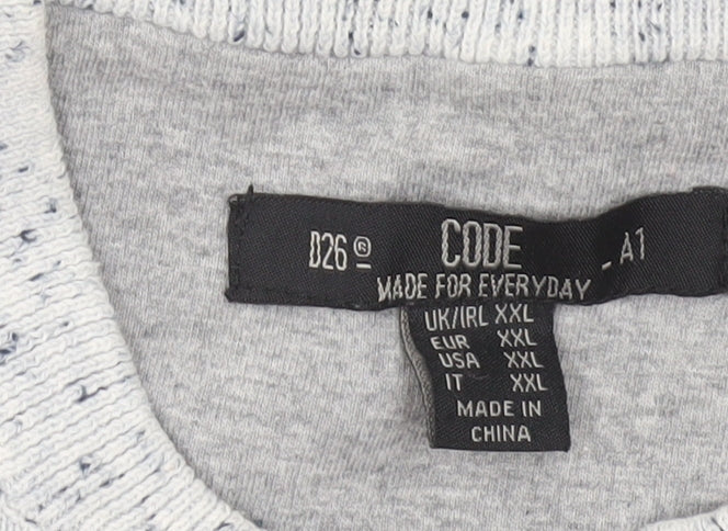 CODE Mens Grey 2XL Henley Knit Jumper Long Sleeve Casual