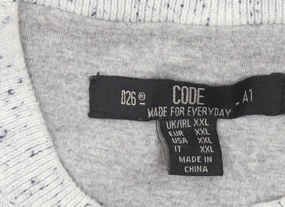 CODE Mens Grey 2XL Henley Knit Jumper Long Sleeve Casual