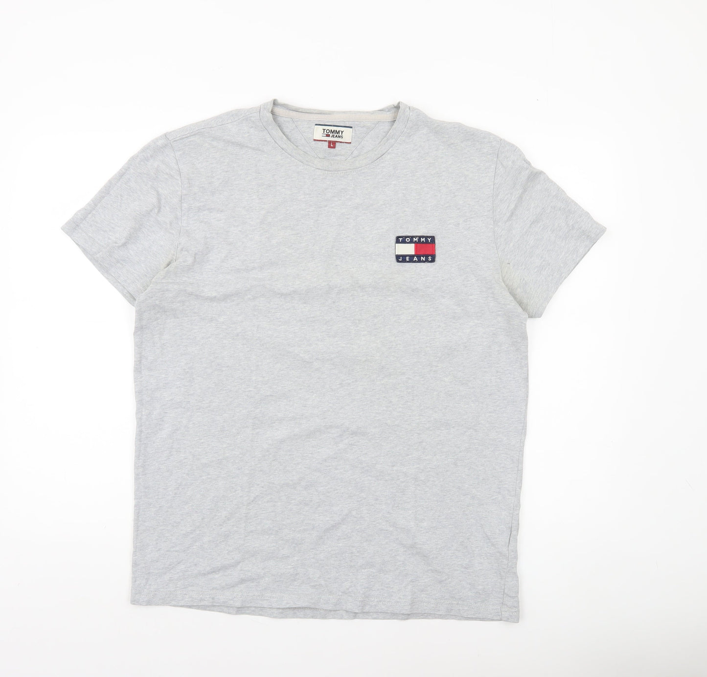 Tommy Jeans Men's Grey L Regular Fit Cotton Crew Neck T-Shirt