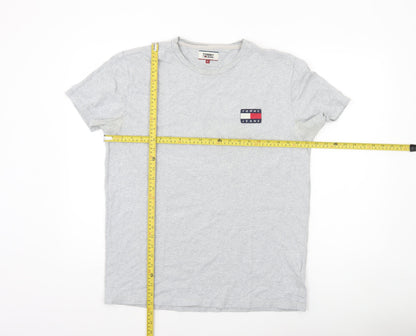 Tommy Jeans Men's Grey L Regular Fit Cotton Crew Neck T-Shirt