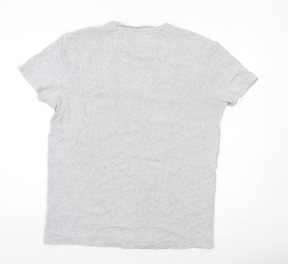 Tommy Jeans Men's Grey L Regular Fit Cotton Crew Neck T-Shirt