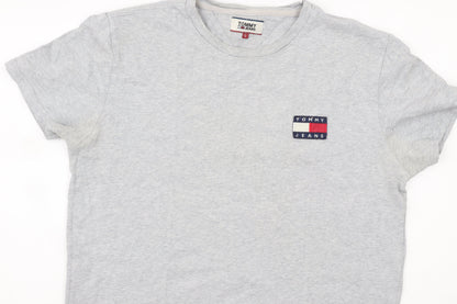 Tommy Jeans Men's Grey L Regular Fit Cotton Crew Neck T-Shirt