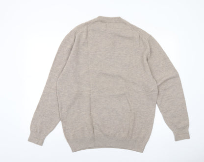 Magee Men Beige 2XL Merino Wool Henley Jumper Lightweight Knit