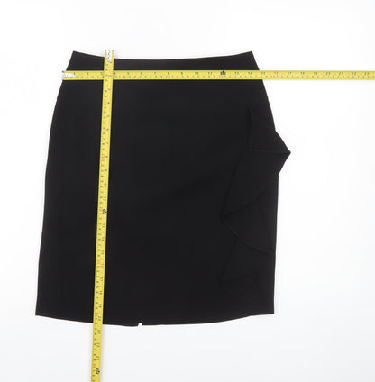 Dorothy Perkins Women’s Black Size 8 Pencil Skirt Ruffle Detail Workwear
