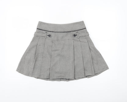 Next Women Grey Houndstooth Pleated Mini Skirt Size 6