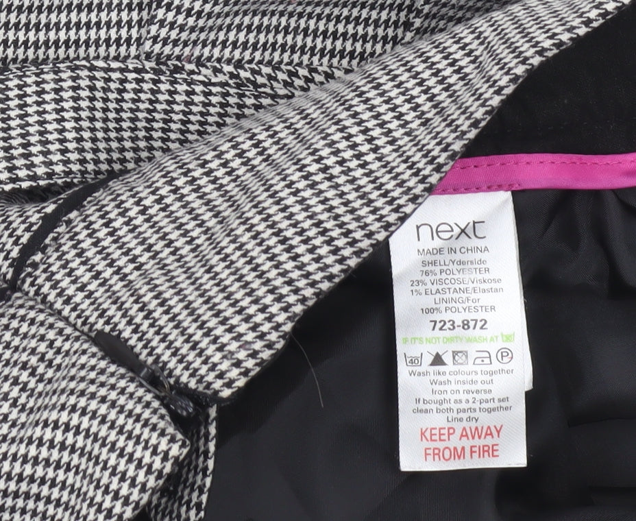 Next Women Grey Houndstooth Pleated Mini Skirt Size 6