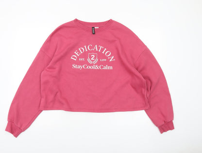 Womens UK Size L H&M Pink Pullover Sweatshirt
