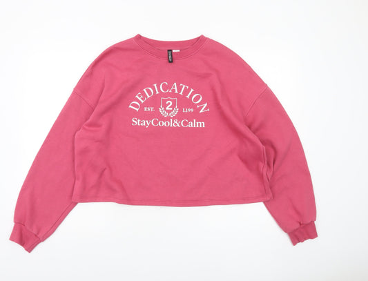Womens UK Size L H&M Pink Pullover Sweatshirt