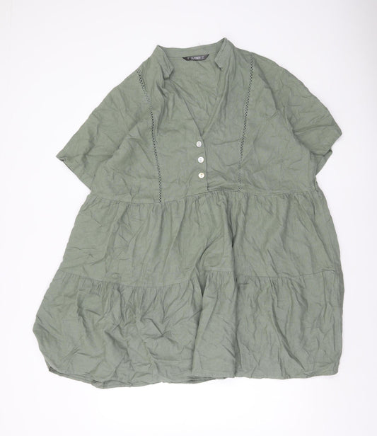 Dunnes Women’s Green Linen Blend Knee Length A-Line Dress XL
