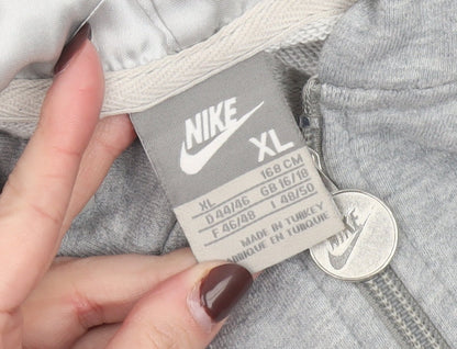 Nike Women’s Grey Full Zip Hoodie XL Cotton Blend Casual Sweatshirt