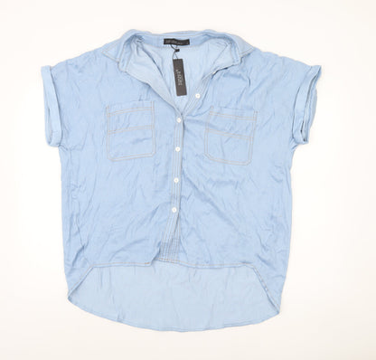 Womens UK Size XL Zanzea Blue Basic Button-Up