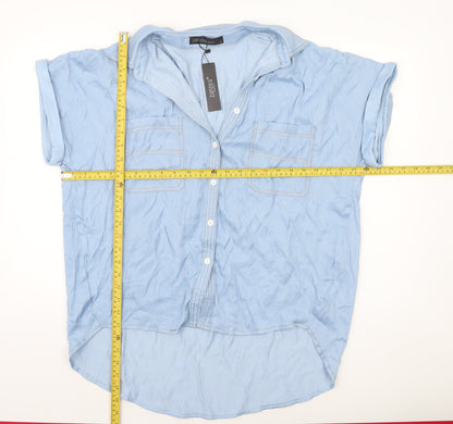 Womens UK Size XL Zanzea Blue Basic Button-Up