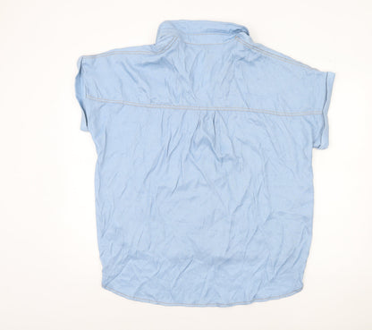 Womens UK Size XL Zanzea Blue Basic Button-Up