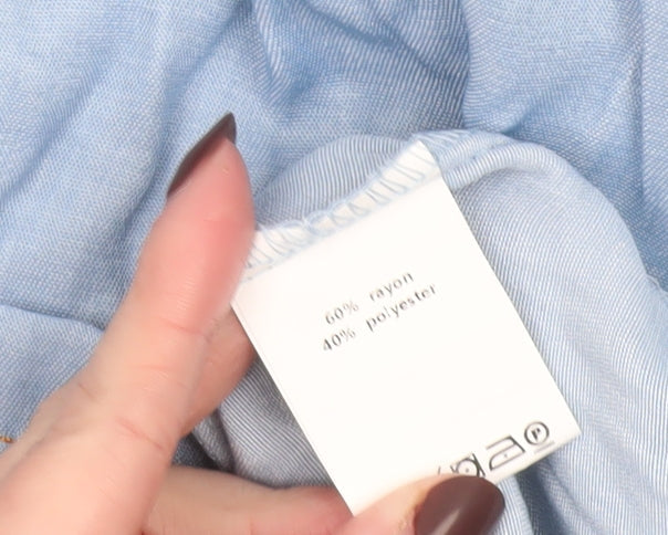 Womens UK Size XL Zanzea Blue Basic Button-Up