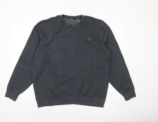 Very Man Men’s Grey Crew Neck Pullover Sweatshirt L Fleece Cotton Blend