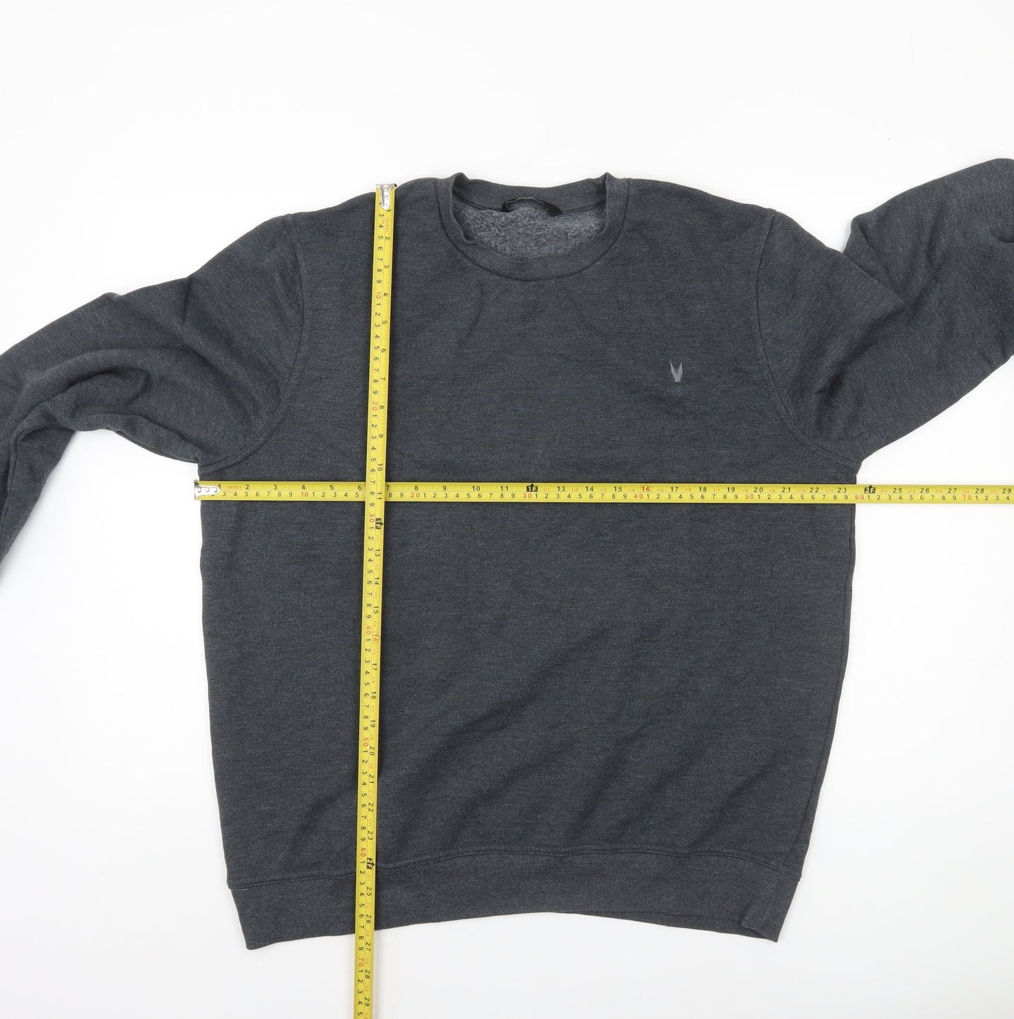 Very Man Men’s Grey Crew Neck Pullover Sweatshirt L Fleece Cotton Blend