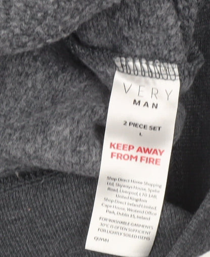 Very Man Men’s Grey Crew Neck Pullover Sweatshirt L Fleece Cotton Blend