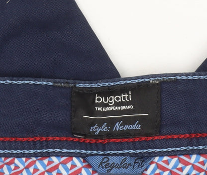 Bugatti Men's Blue Regular Fit Nevada Chino Trousers 36W 32L