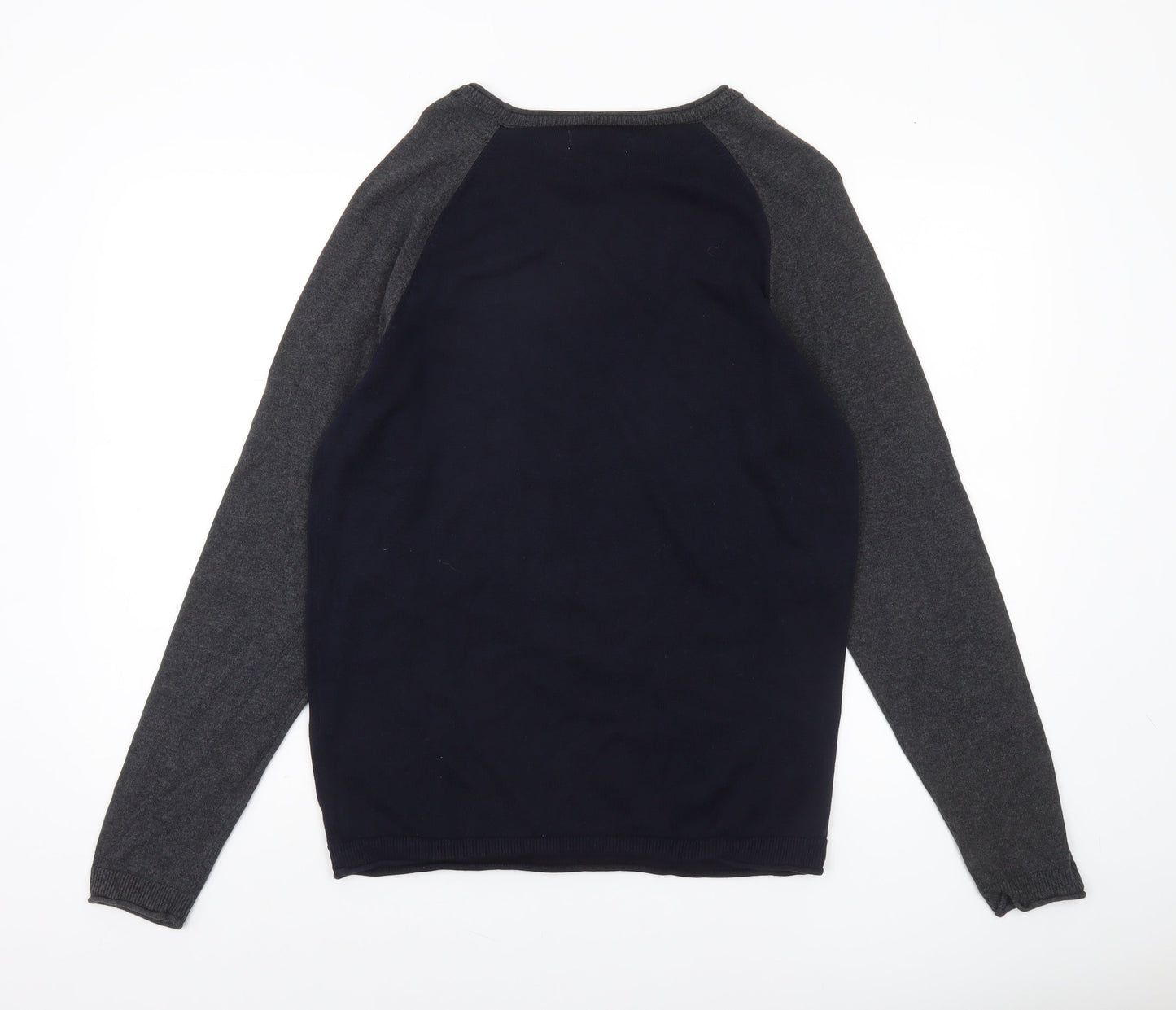 Jack & Jones Men’s Blue Grey Cotton Crew Neck Jumper M