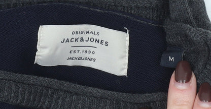 Jack & Jones Men’s Blue Grey Cotton Crew Neck Jumper M