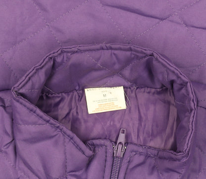 Womens UK Size M Anne de Langy Purple Quilted Coat