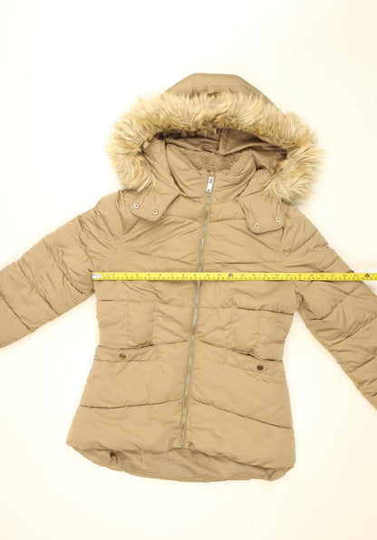 New Look Women’s Beige Faux Fur Hooded Puffer Jacket UK 8