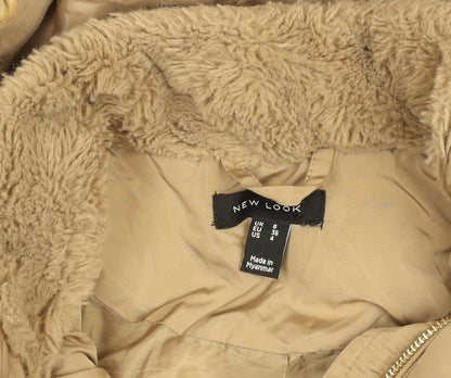 New Look Women’s Beige Faux Fur Hooded Puffer Jacket UK 8
