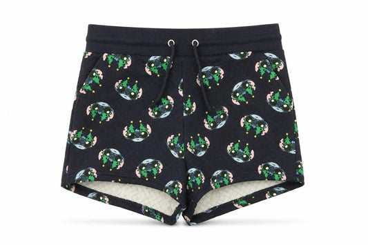 Primark Girls Navy Stitch Christmas Shorts Medium 12-13 Years Cartoon Print